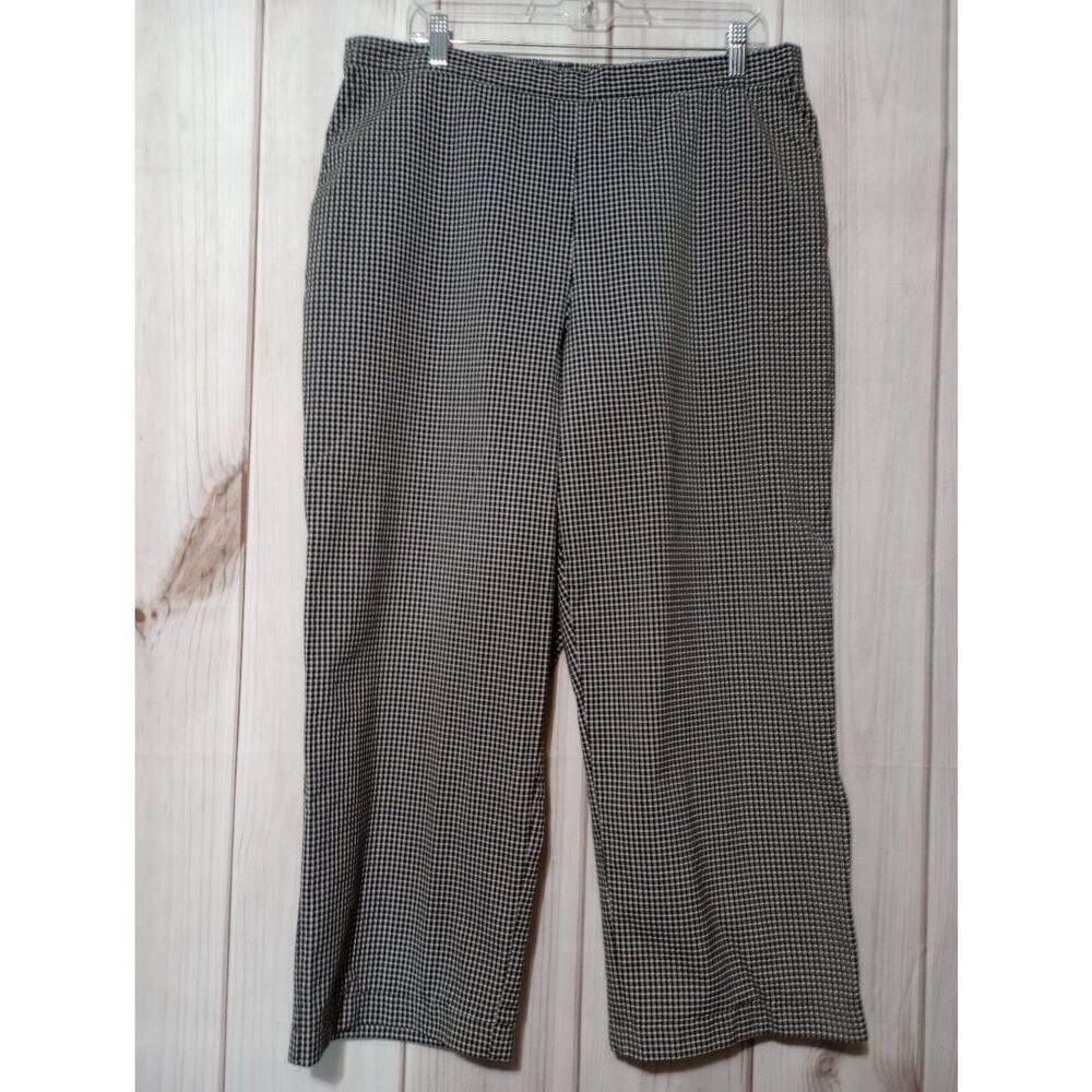 Alfred Dunner Pants Ladies 18 Black White Gingham Pull On Waist Cropped